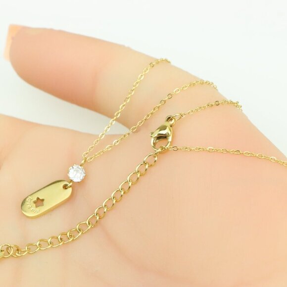 Gold Plated Star Pendant Necklace with Crystal Accent, XPNL0374 - Picture 3 of 14